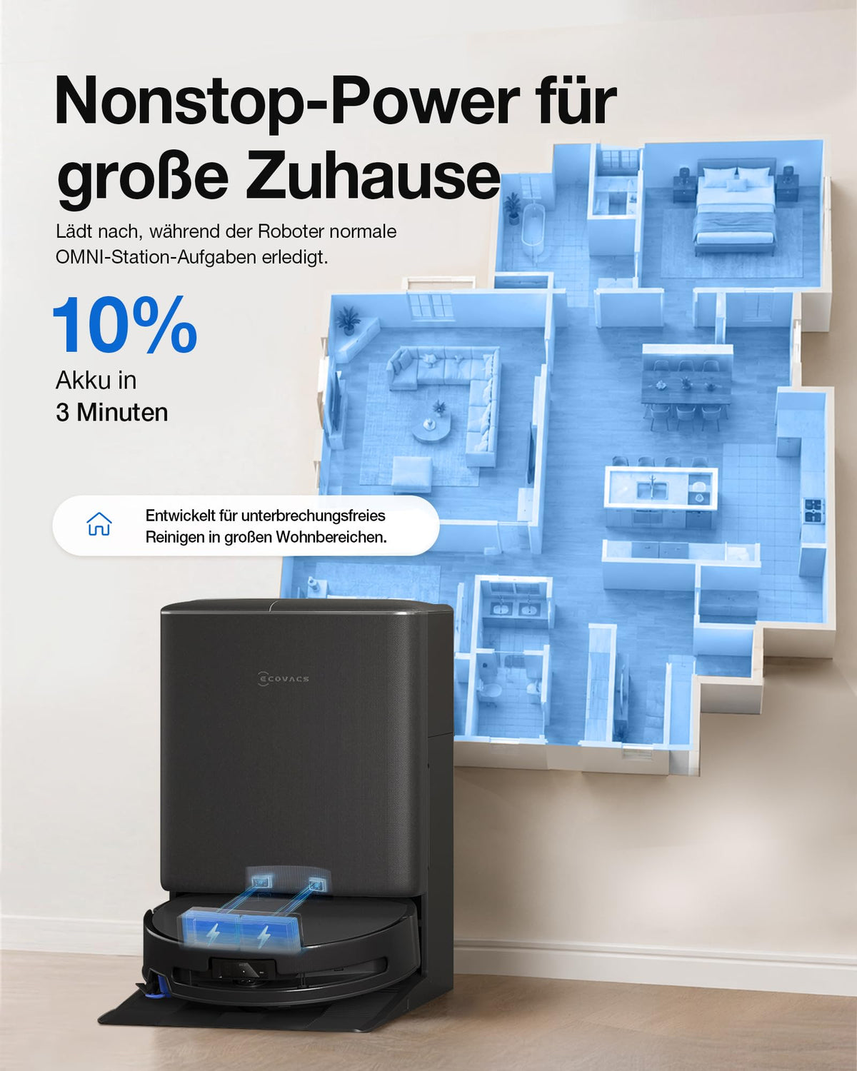 Saugroboter mit Wischfunktion T90 PRO Omni, 30.000 Pa, PowerBoost, OZMO Roller 3.0, automatische Entleerung, Schwarz