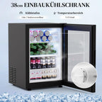Barschrank mit Kühlschrank in Schwarz, 120 cm breit mit 9 Weinregalen, LED-Beleuchtung und Bewegungssensor