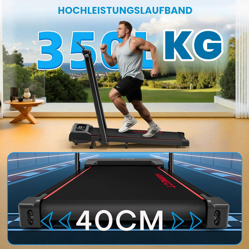 Klappbares Laufband für Zuhause mit 9 % Steigung, 1-12 km/h, 2,75 HP, App und LED-Anzeige, bis 160 kg