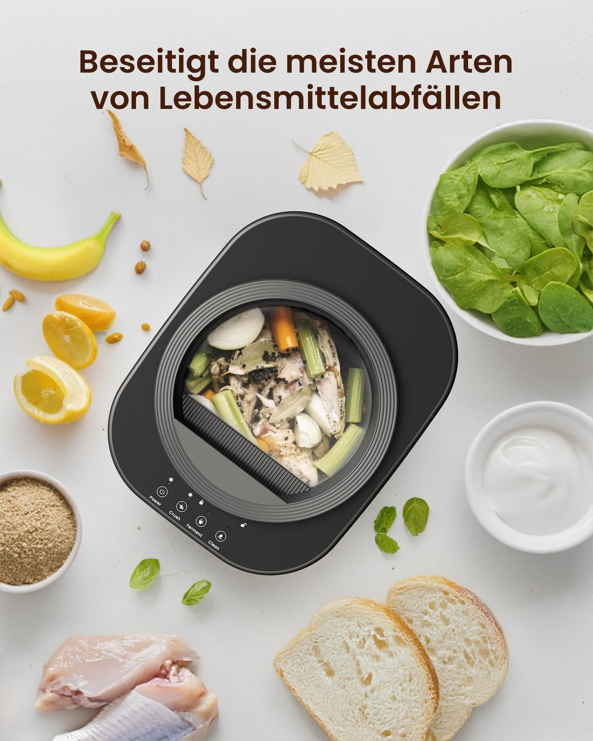 Elektrischer Komposter für die Küche, 4 L Smart Küchenkomposteimer mit 3 Modi und Geruchsarm