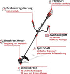 Akku-Sense GP-BC 36/430 Li BL-Solo Akku-Motorsense mit 43 cm Schnittbreite, bürstenlosem Motor und Power X-Change