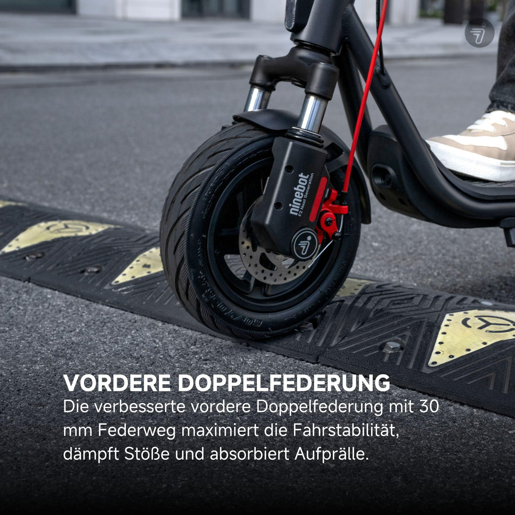 E-Scooter F2 Pro D II mit Straßenzulassung, bis zu 65 km Reichweite, 120 kg Tragfähigkeit und vorderer Doppelfederung, schwarz