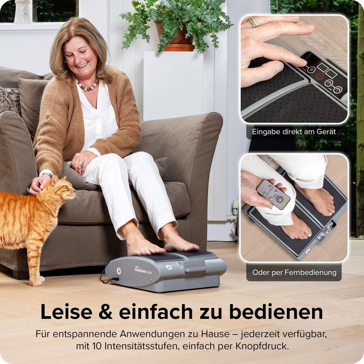 Elektrisches Fußmassagegerät MotionCiser Fit mit Gehsimulation, Vibration und Wärmetherapie, 10 Vibrationsstufen, 5 Wärmestufen, inkl. Fernbedienung