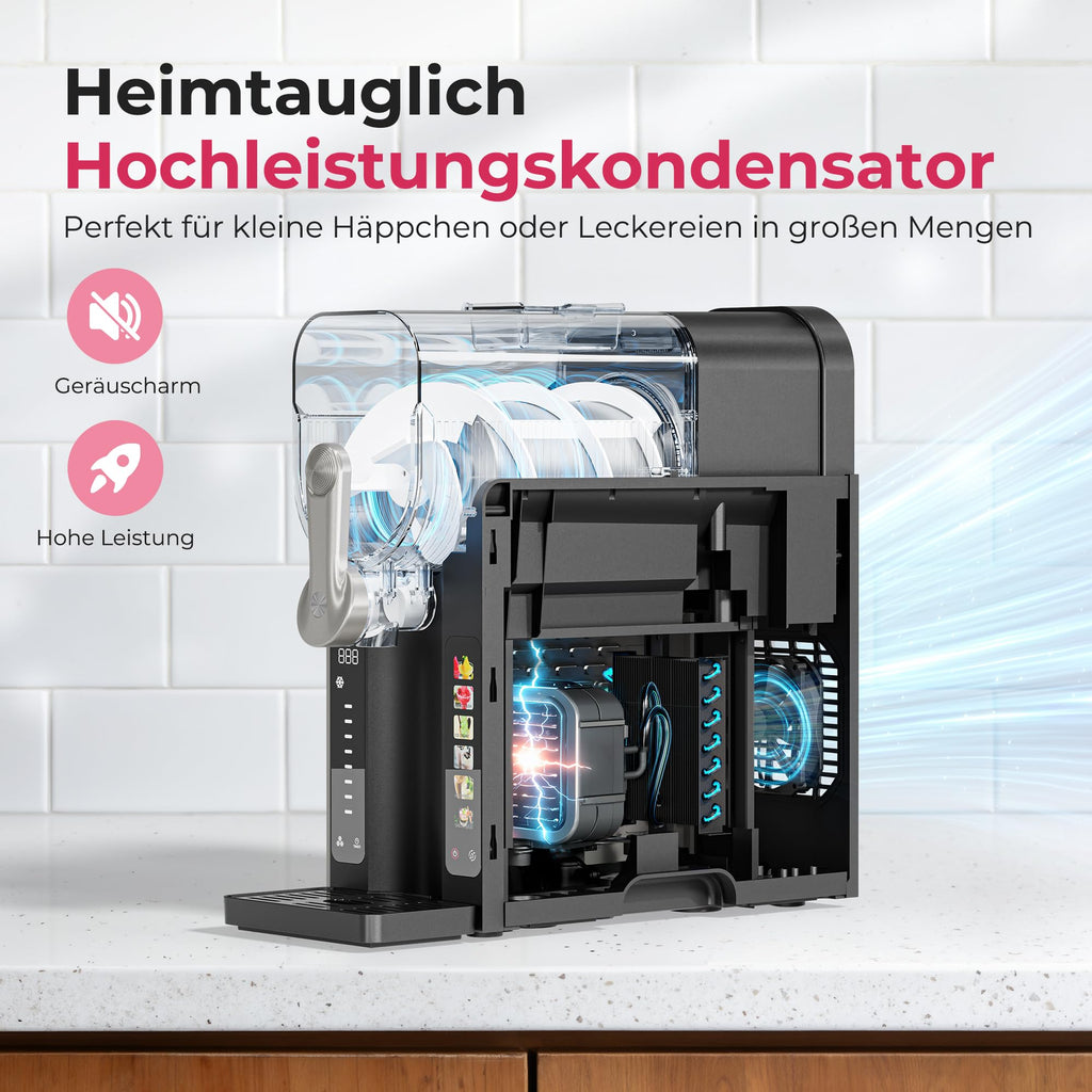Slush-Eismaschine mit 6 Modi und 8 Stufen, 2,6 L für Slush, Eiscreme, Frappé und Milchshake, selbstreinigend