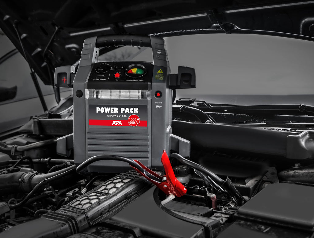 Power Pack 12/24 V Starthilfe 900 A mit Lithium-Ionen-Akku Überladungsschutz Ladezustandsanzeige und Tragegriff