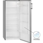 Kühlschrank ohne Gefrierfach 242 L, 143 cm hoch, Energieklasse E, 0 °C bis +8 °C, leise 40 dB, inox