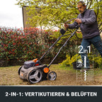 Akku Vertikutierer & Rasenlüfter WG855E.9, 36 cm Arbeitsbreite, 40 L Fangsack, ohne Akku und Ladegerät