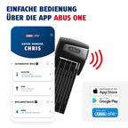 Faltschloss mit Alarm und Smartphone-Öffnung, 110 cm, Sicherheitslevel 15, inkl. Halter und Ladekabel