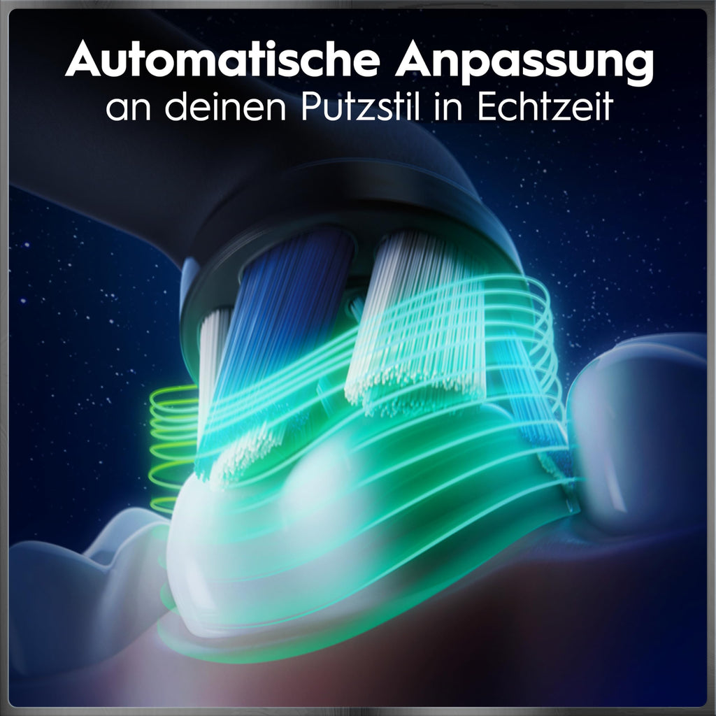 Elektrische Zahnbürste iO Series 10 mit iO Sense Ladestation, 3 Aufsteckbürsten, Lade-Reise-Etui und 7 Putzmodi in Cosmic Black
