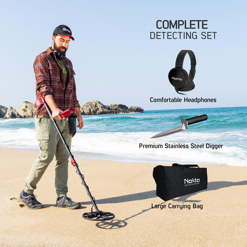 Metalldetektor FINDX PRO mit 28 cm Suchspule, vollständig wasserdicht bis 5 m, 4 Suchmodi, Pinpoint, USB wiederaufladbar, mit Kopfhörern und