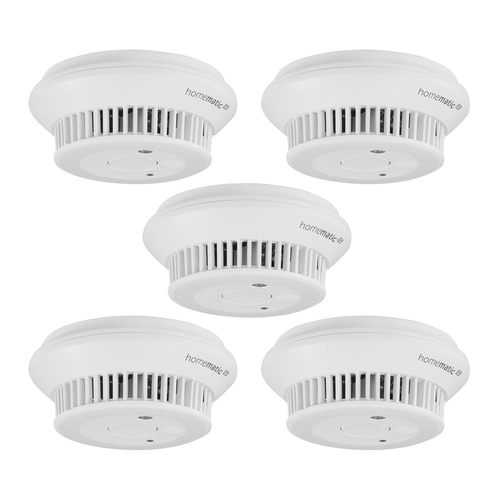 Rauchwarnmelder-Set 5er-Set HmIP-SWSD-2 mit Q-Label, Sirene, App-Benachrichtigung und LED-Notbeleuchtung