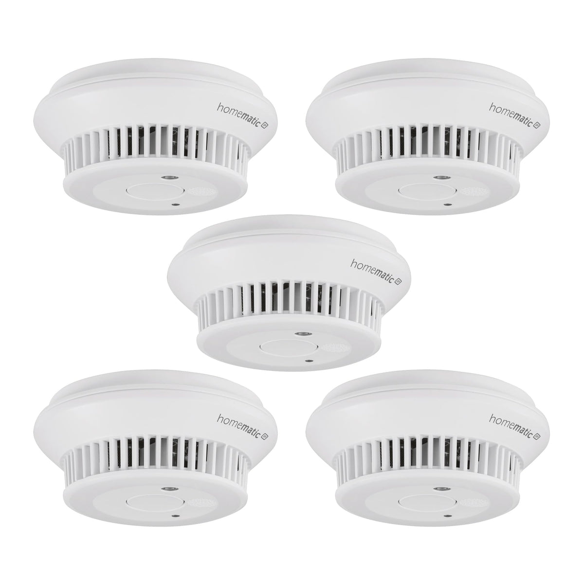 Rauchwarnmelder-Set 5er-Set HmIP-SWSD-2 mit Q-Label, Sirene, App-Benachrichtigung und LED-Notbeleuchtung
