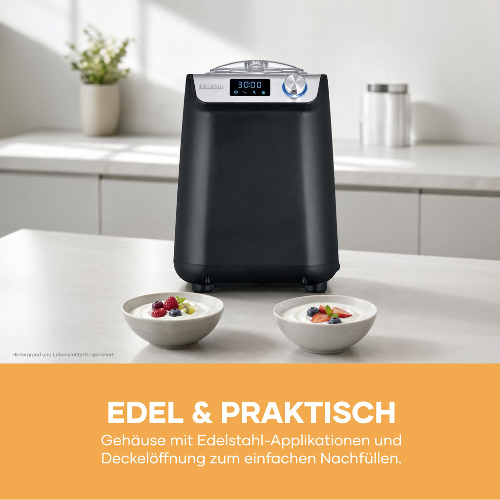 Eismaschine und Joghurtbereiter 2-in-1 mit Kompressor, 1,2 L, EZ 7407, inkl. Rezeptbuch