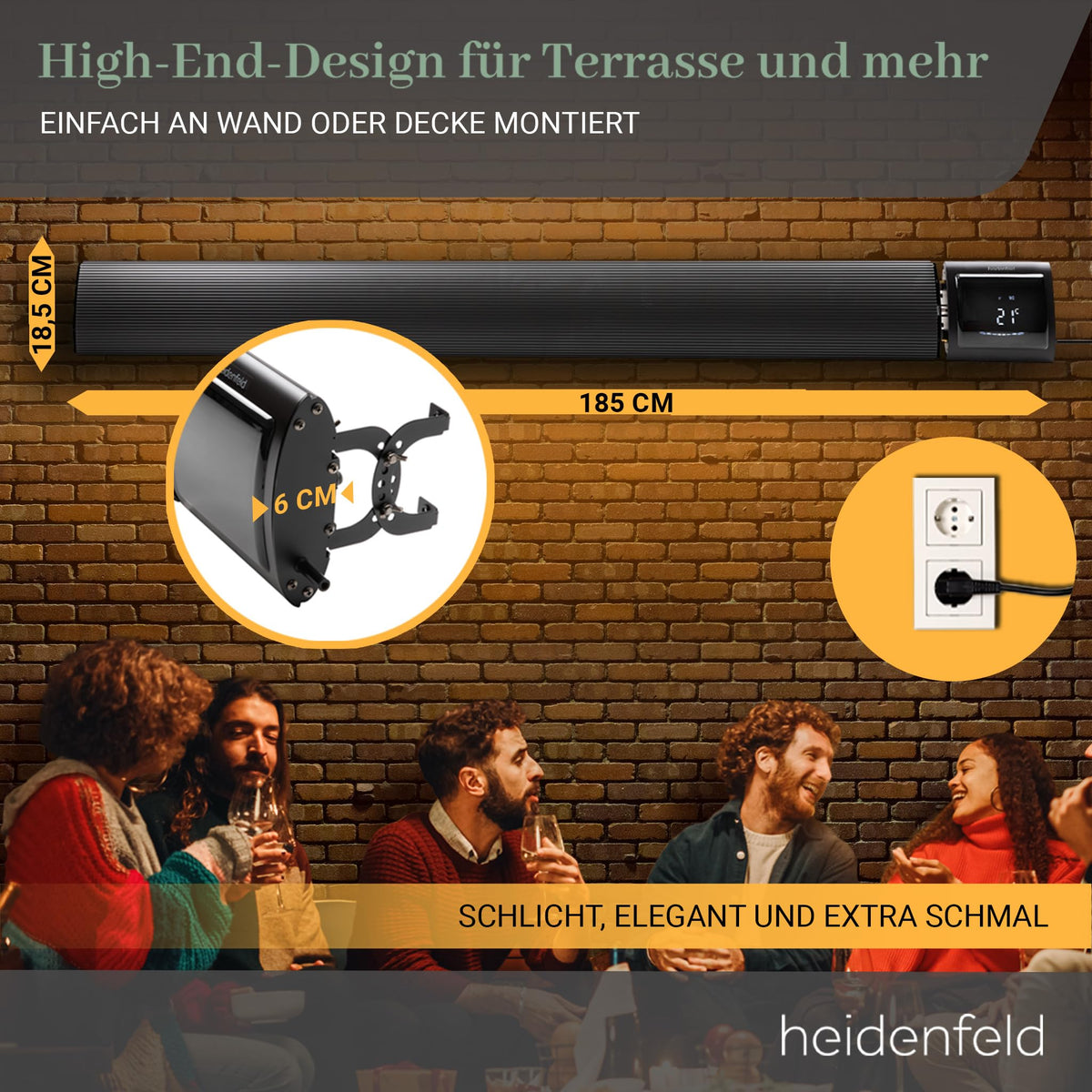 Dunkelstrahler 3200 Watt für Räume bis 20 m², DH700 mit App- und WLAN-Steuerung sowie Fernbedienung