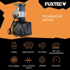 Elektro Gartenhäcksler FX-EGH2800T mit 2800 W und Walzenhäcksler für Äste bis 44 mm, 60 L Fangsack sowie 92 dB(A) Betrieb