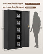 Stahlschrank mit Schloss, 5 Ebenen und verstellbaren Einlegeböden, 80x40x181,5 cm, schwarz