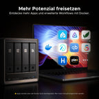 4-Bay NAS ohne HDD mit AMD Ryzen Embedded R2514, Dual 10GbE und U.2- sowie M.2-NVMe-Erweiterung für Creator und Büroteams