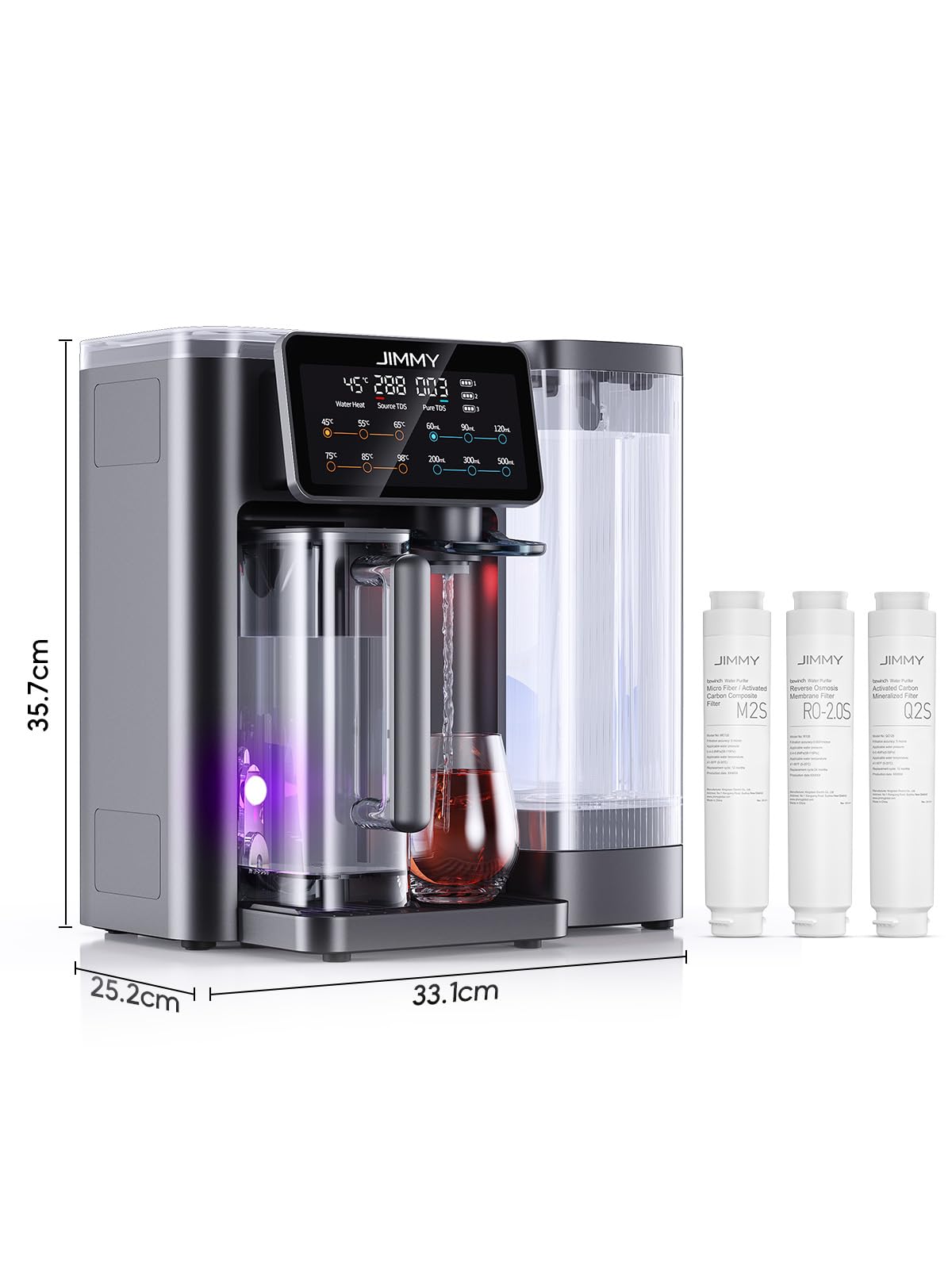 Umkehrosmoseanlage Auftisch mit Heißwasserspender, 7-stufige Filterung mit UV und Mineralien, 5 L Tank, 7 Temperaturstufen