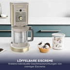 Eismaschine mit 2 Behältern à 710 ml, 10 Funktionen für Eiscreme, Sorbet, Milchshake und gefrorene Getränke, Stone Gold
