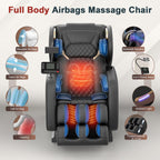 Massagesessel mit 14 Massagerollen und 8 Airbags, Zero-Gravity-Funktion sowie Wärmefunktion für Beine und Taille, Bluetooth-Lautsprecher und