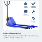 Hubwagen 2500 kg aus Stahl mit 1150 mm Gabellänge und Polyurethan-Lenkrädern für Euro-Paletten
