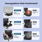 Ergonomischer Bürostuhl M57 mit 3D-Armlehne und Lendenwirbelstütze, Netz-Hochlehne, bis 150 kg, schwarz