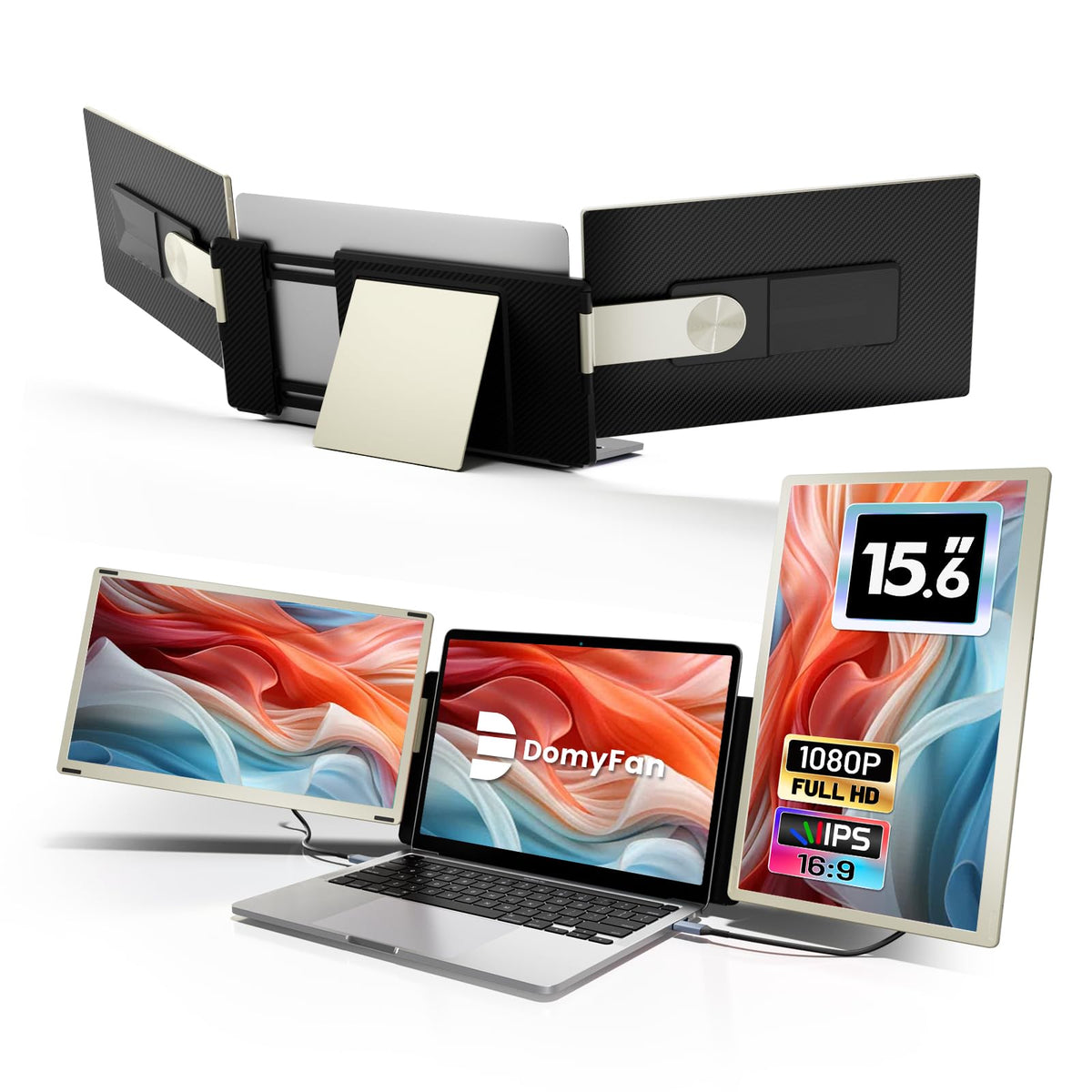 15,6"""" Laptop-Bildschirm-Extender mit 120% sRGB FHD 1080p, tragbarer Triple-Monitor-Erweiterung für Windows, Mac, Chrome und Android