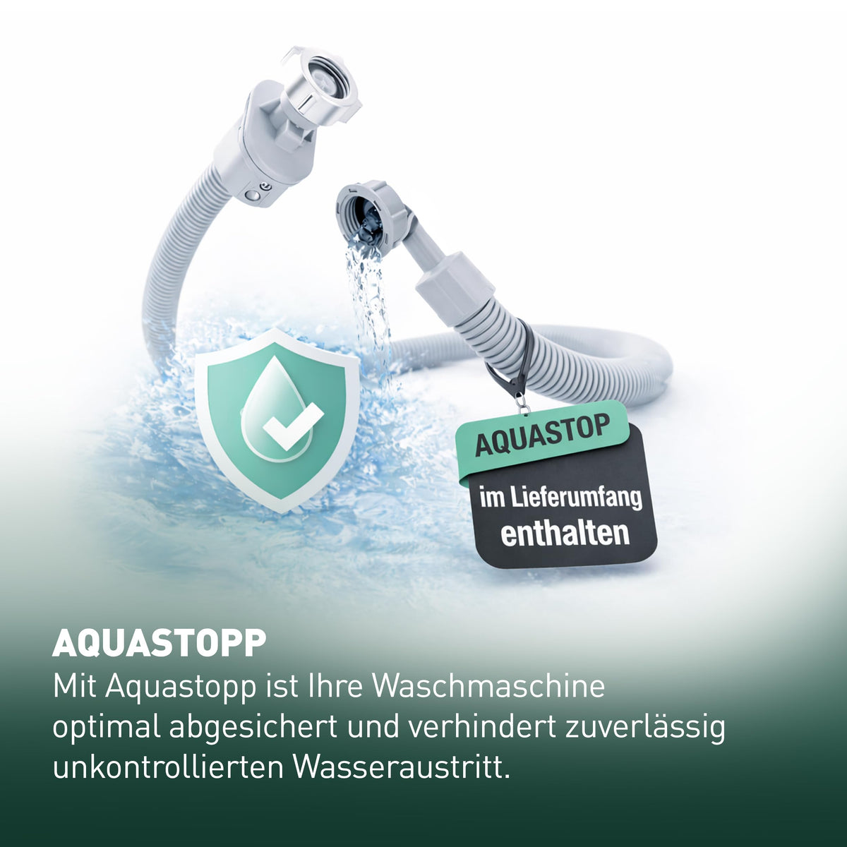 Waschmaschine 8 kg 1400 U/min 15 Programme AquaStop Inverter-Motor LED-Display Steam-Funktion Energieeffizienzklasse A Weiß