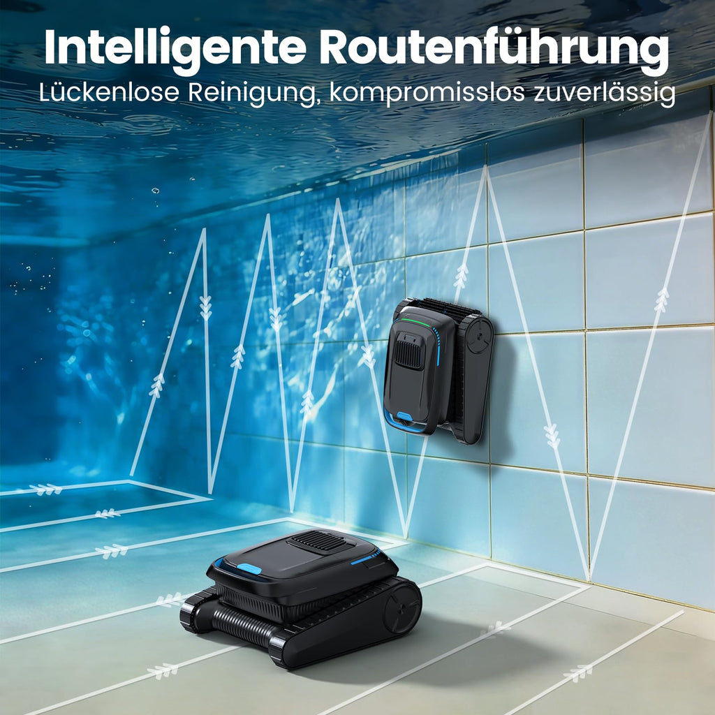 Kabelloser Poolroboter PC10 für Boden, Wand und Wasserlinie, 18.927 LPH Saugleistung, 4-Liter-Filterkorb
