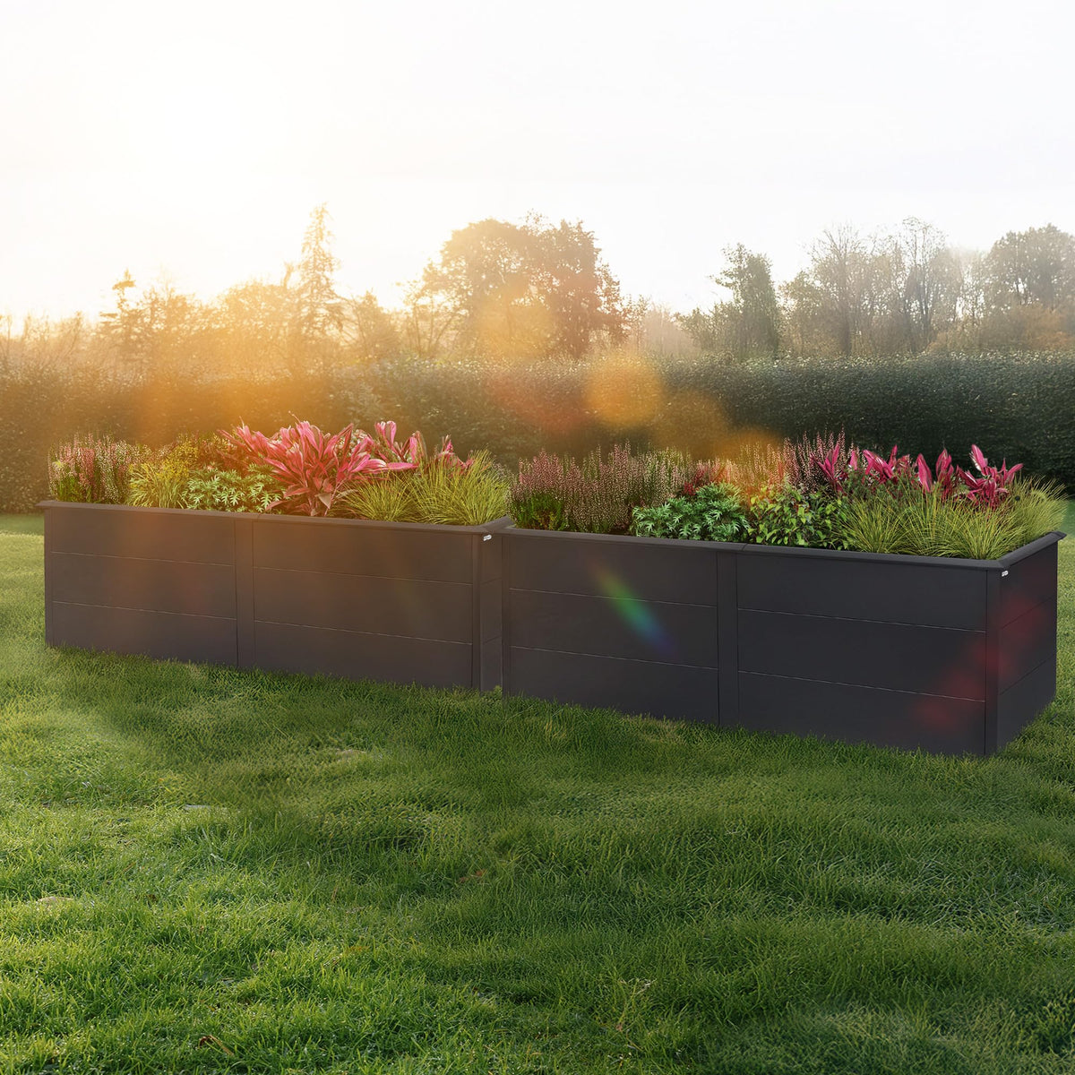 Hochbeet aus verzinktem Stahl 200 x 100 x 77 cm in Anthrazit RAL 7016, freistehendes Pflanzbeet für Garten, Balkon und Terrasse