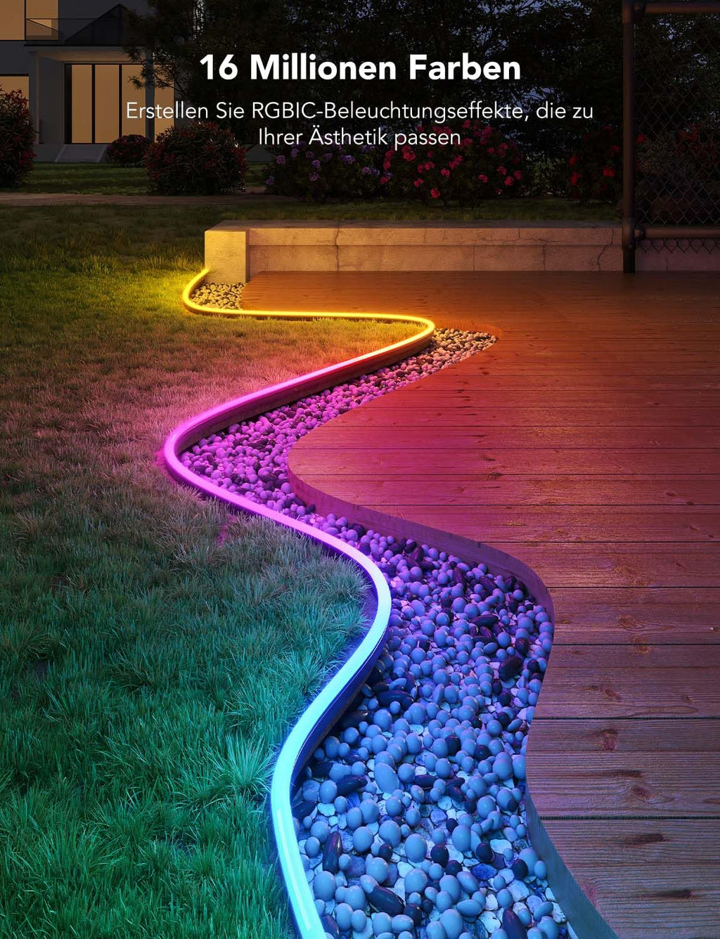 Outdoor LED-Streifen 10 m, RGBIC Neonlicht mit App- und Sprachsteuerung, IP67, 64 Szenenmodi