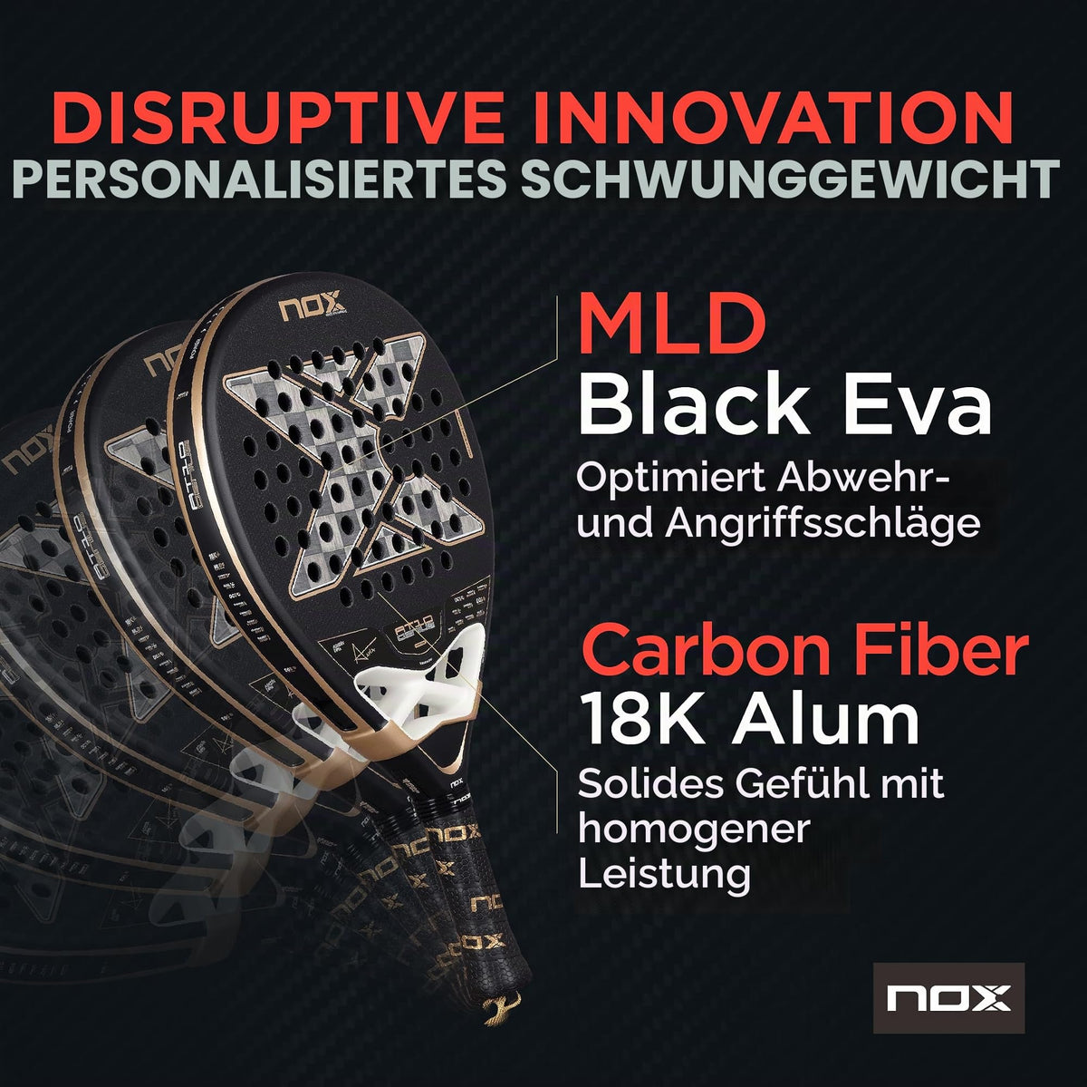 Padel-Schläger AT10 Genius 18K Alum 2026 Carbon 360-375 g für fortgeschrittene Spieler