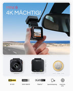 4K HDR Dashcam Auto vorne mit CPL, STARVIS 2 Mini Dash Cam, 158° Weitwinkel, WLAN und GPS