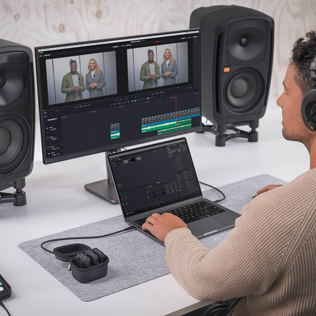 Funkmikrofon-Set mit Timecode und 32-Bit-Float-Aufnahme, 2 Sendern, Empfänger, 2 Lavalier-II-Mikrofonen und Ladecase für Video und Content Creation