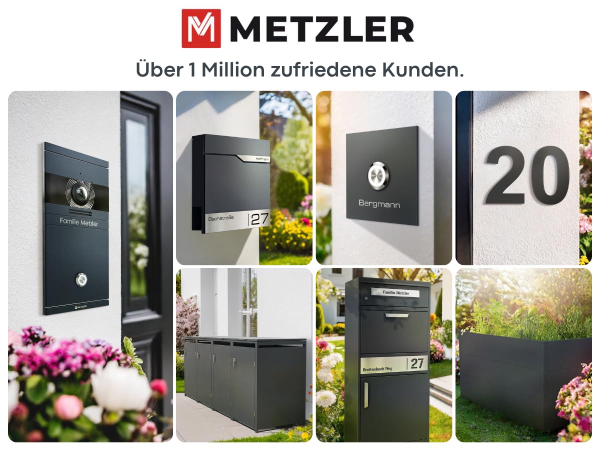 Paketbox mit Briefkasten Bispo 2 in Anthrazit, abschließbarer Standbriefkasten aus Edelstahl mit Paketfach und Gravur