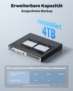 16-Kanal-PoE-NVR Überwachungsrekorder mit 4TB HDD, 16 PoE-Ports und bis zu 16TB Speicher