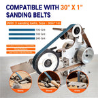 Bandschleifer 550 W mit 3 Schleifbändern 76,2 x 2,5 cm, Körnung 100/180/240, für Metall und Holz, Modell JLD10-8