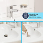 Waschtischarmatur mit herausziehbarem Wasserhahn, wassersparend, mit Pop-Up Ablauf und 3in1 Werkzeug, chrom, 24205003