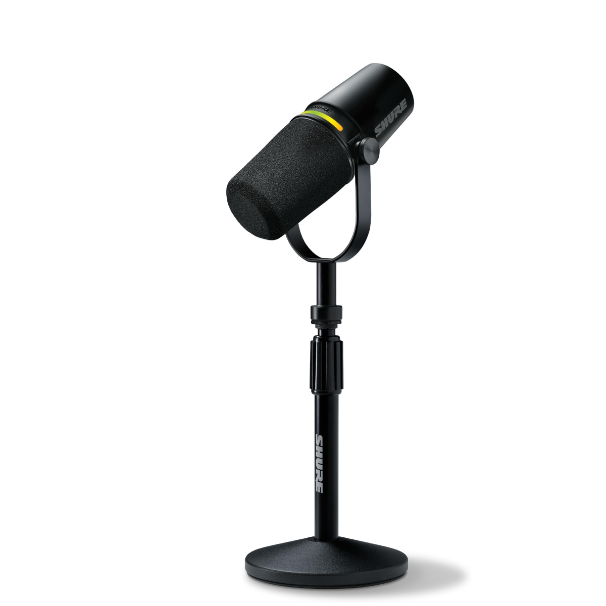 Dynamisches Podcast-Mikrofon MV7+ USB-C XLR mit Mikrofonständer Schwarz für Streaming und Videokonferenzen