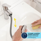 Waschtischarmatur mit herausziehbarem Wasserhahn, wassersparend, mit Pop-Up Ablauf und 3in1 Werkzeug, chrom, 24205003