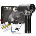 Massagepistole mit variabler Amplitude 8–12 mm und interaktiver App, 8 Aufsätzen und 4000 mAh Akku
