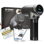 Massagepistole mit variabler Amplitude 8–12 mm und interaktiver App, 8 Aufsätzen und 4000 mAh Akku