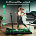 Klappbares Laufband für Zuhause bis 12 km/h mit 2,75 PS Motor und 9 % Steigung, leises Walking Pad mit App und Lautsprechern, bis 160 kg