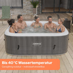 Whirlpool Spa für 6 Personen, 185 x 185 cm, 2400 W mit 130 Luftdüsen und Thermoabdeckung