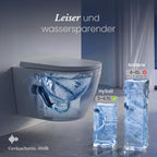 Hänge-WC spülrandlos mit 360° Tornado-Spülung, 3–4,5 l Wasserverbrauch, 58 dB leise und Soft-Close-Absenkautomatik, weiß