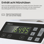Münzzähler und Sortierer für Euro-Münzen 1250 mit Stapel- und Münzrollen-Funktion automatischer Stopp bei vollem Münzbehälter