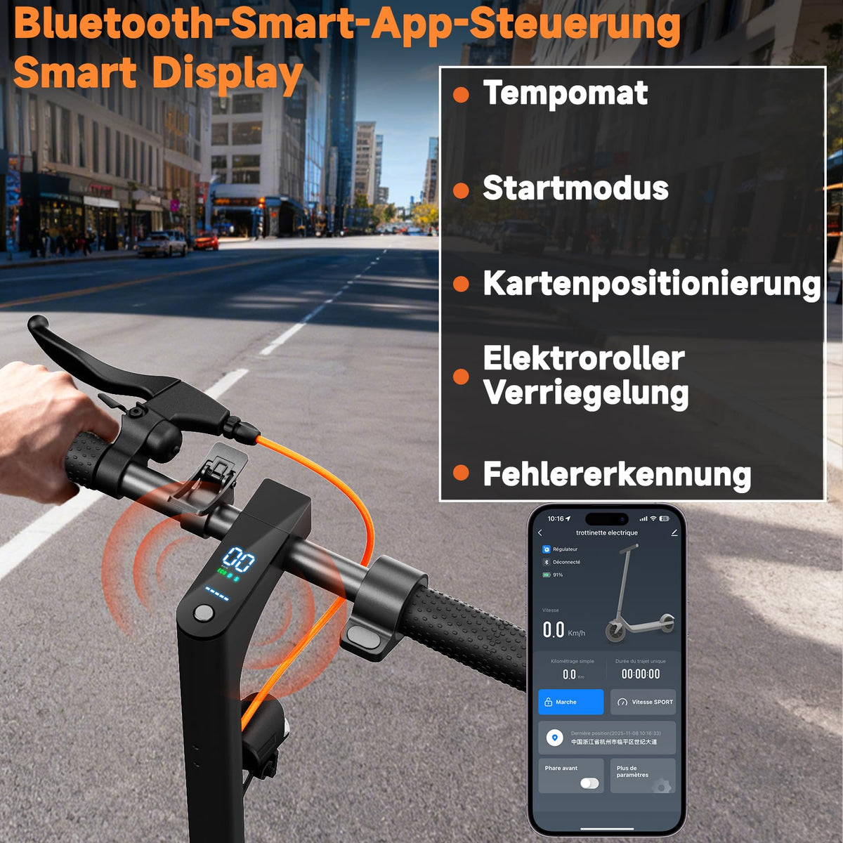 E-Scooter S3 mit Straßenzulassung ABE, 35 km Reichweite, 350 W Motor und App-Steuerung