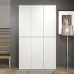 Mehrzweckschrank Nevada mit 6 Türen, 12 Einlegeböden und Kleiderstange, weiß, 111 x 191 x 34 cm