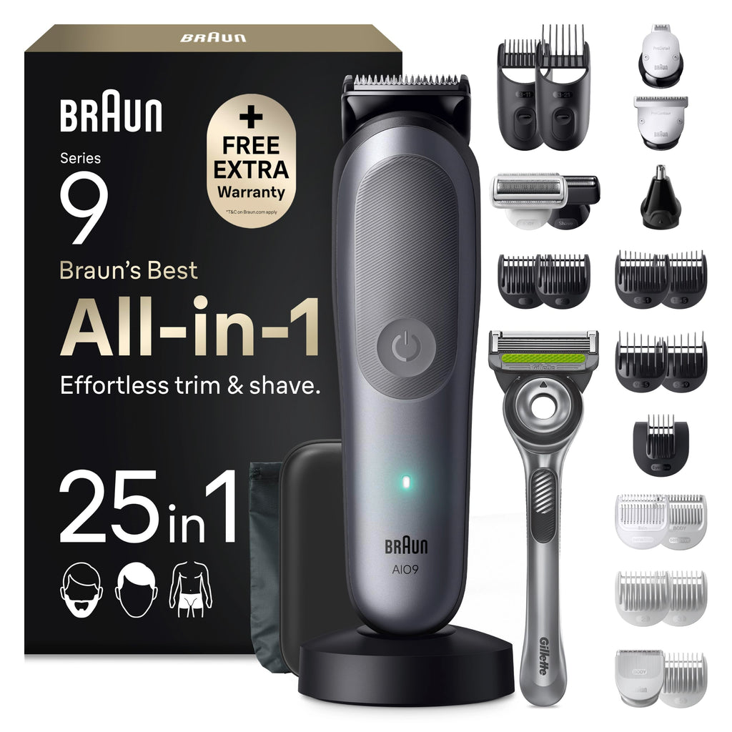 Multigroom All-in-One Series 9 Bart- und Haartrimmer AIO9565 mit 15 Kämmen und 6 Aufsätzen in Grau