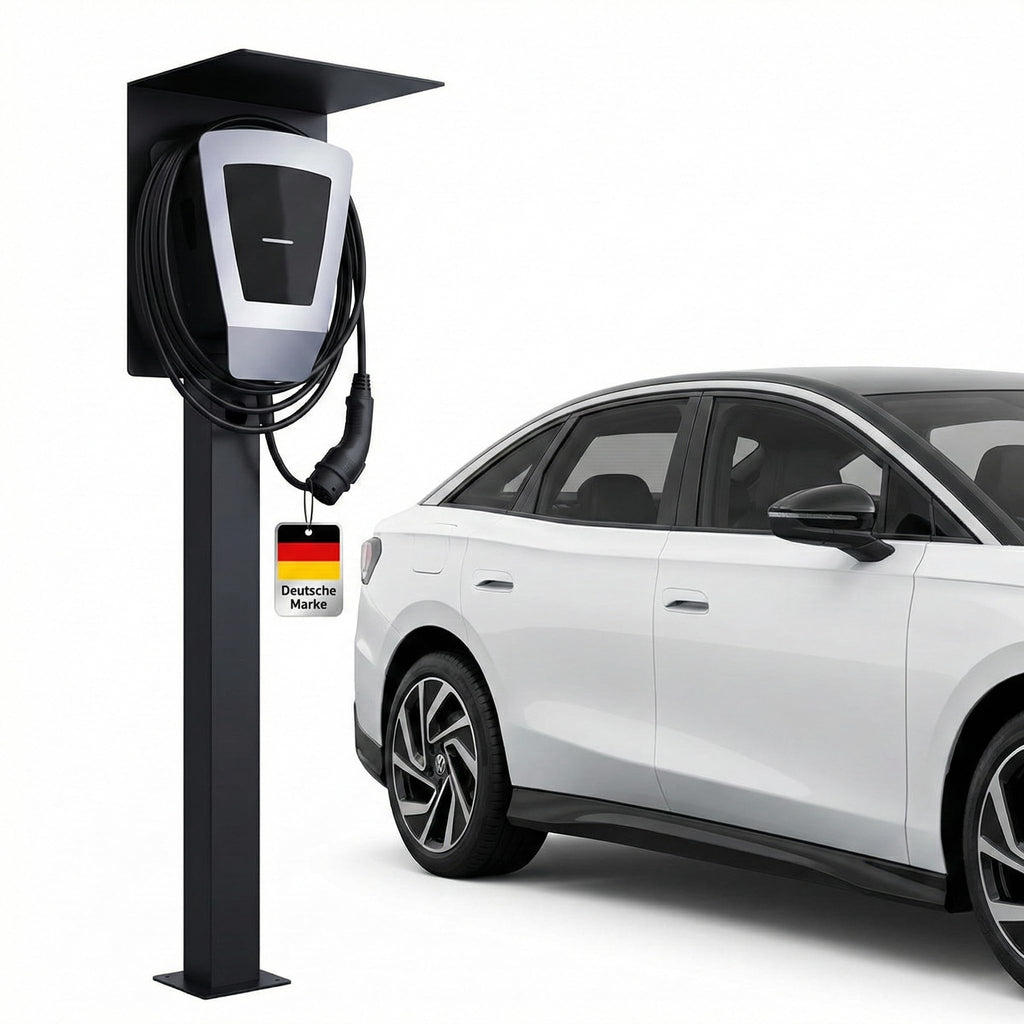 Wallbox Standfuß mit Dach aus pulverbeschichtetem Stahl, universelle Standsäule für Elektroauto-Ladestationen, 160 cm